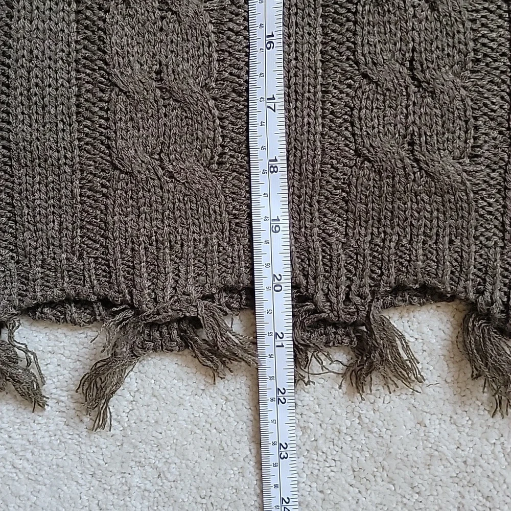 💗 POOF APPAREL LS Sweater Ragged Edge Olive Green L - Picture 11 of 11